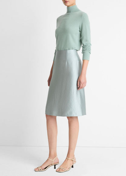 Satin A-Line Knee Skirt in Skirts ALOE STONE | VINCE Women