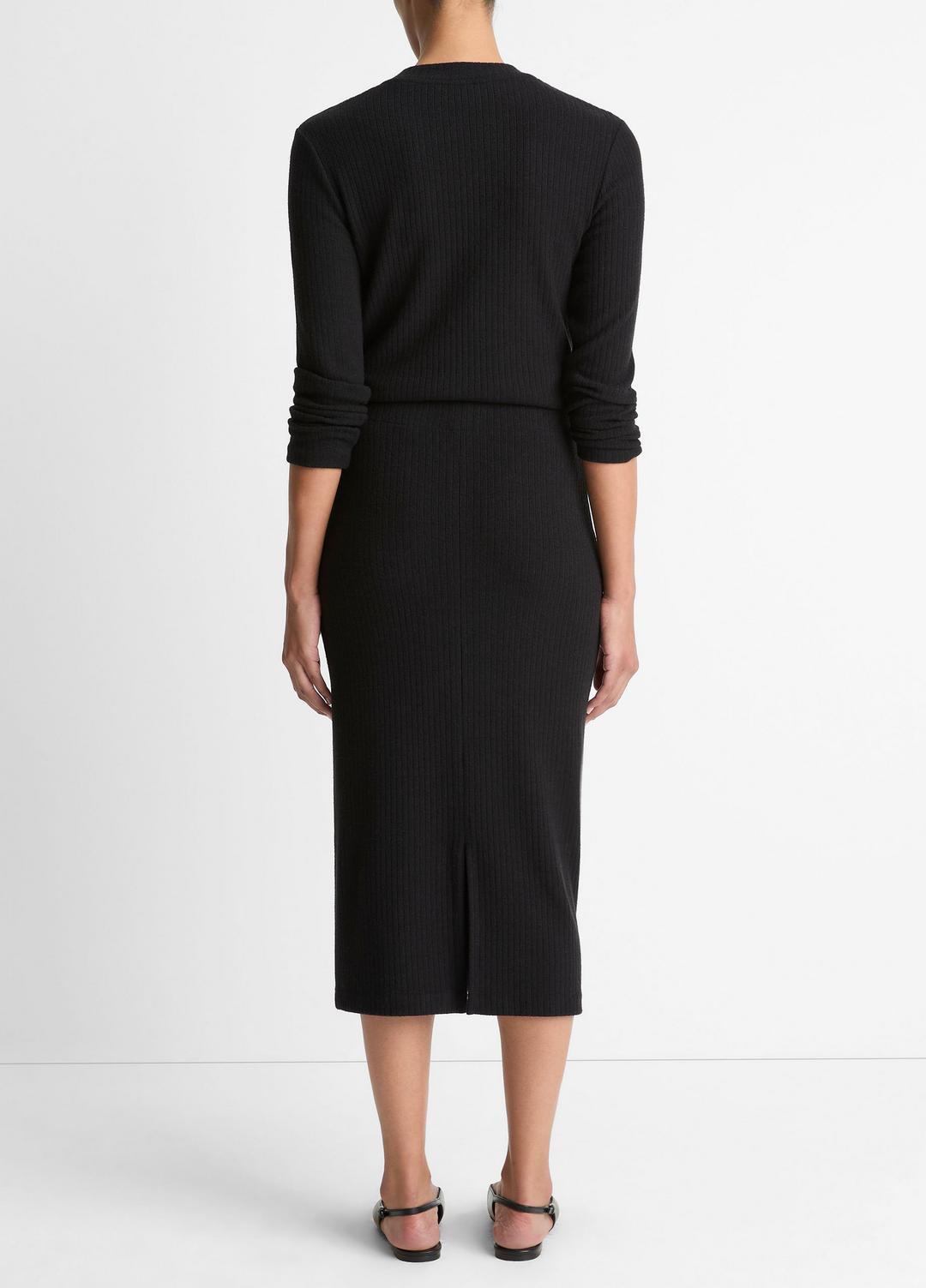 Cozy Rib Midi Skirt in Skirts BLACK | VINCE Women
