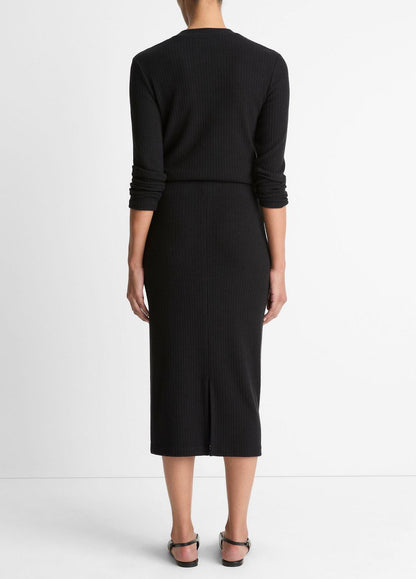 Cozy Rib Midi Skirt in Skirts BLACK | VINCE Women