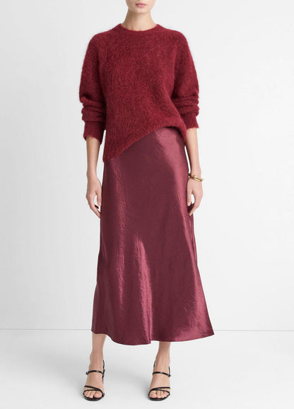 Satin Side-Slit Slip Skirt in Skirts BORDEAUX | VINCE Women