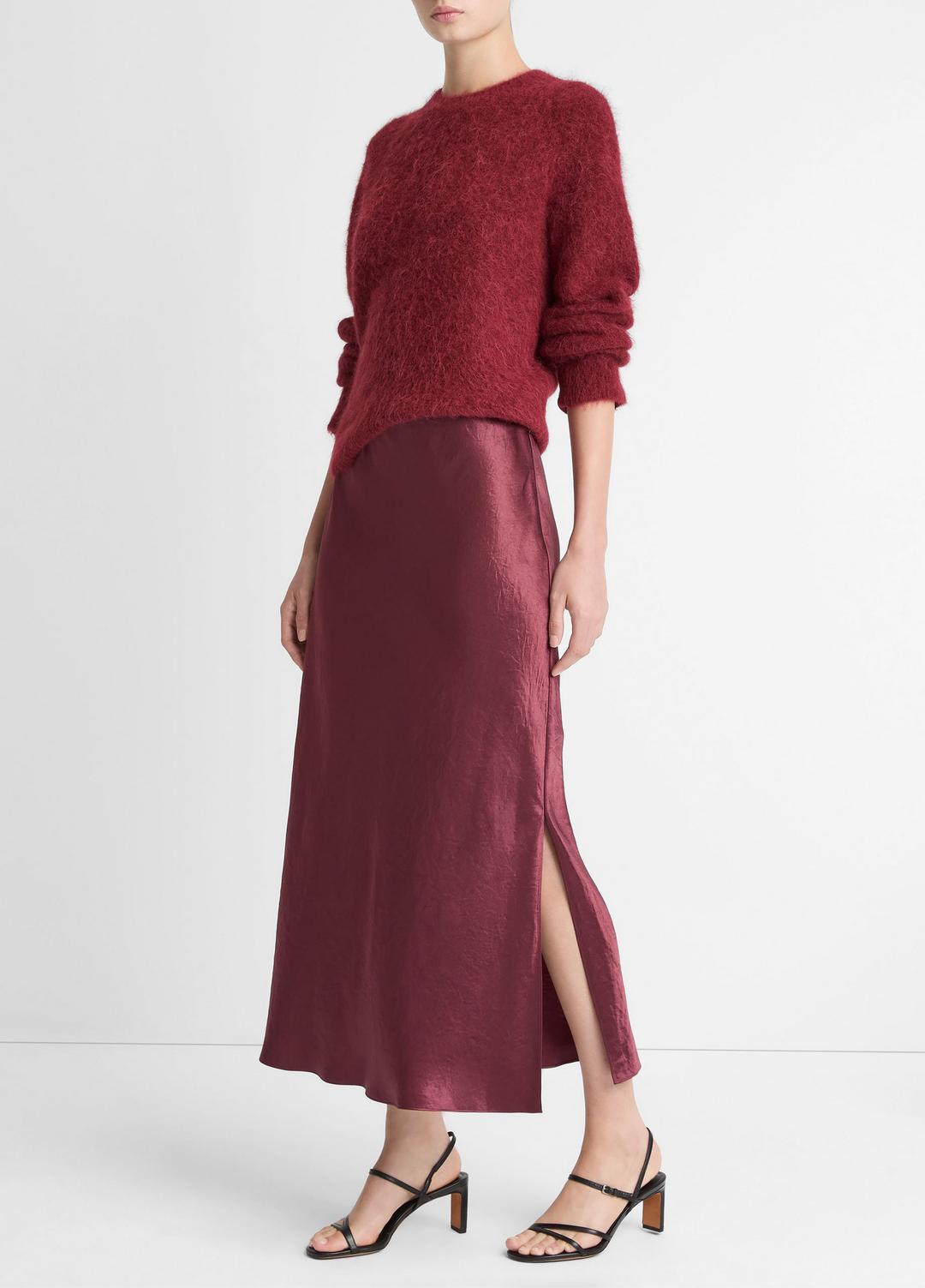 Satin Side-Slit Slip Skirt in Skirts BORDEAUX | VINCE Women