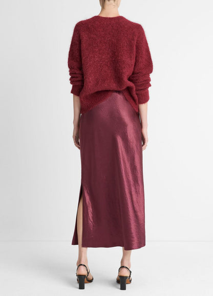 Satin Side-Slit Slip Skirt in Skirts BORDEAUX | VINCE Women