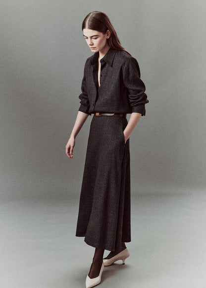 Italian Jaspe Full Skirt in Skirts MEDIUM HEATHER GREY | VINCE Women