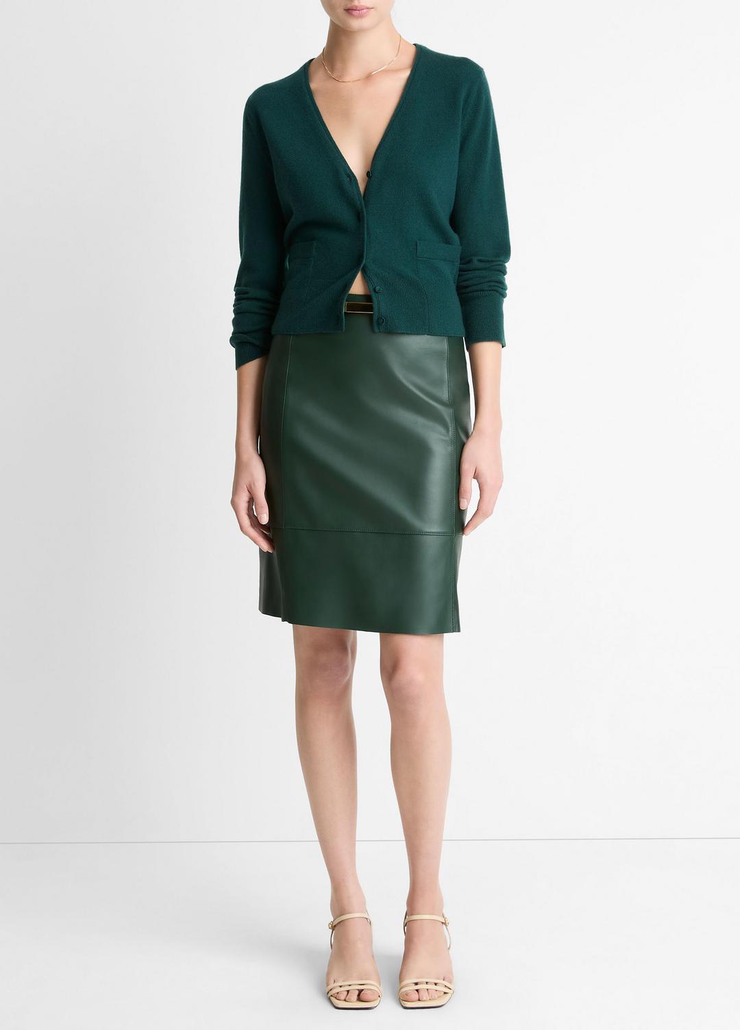 Leather Flared Knee Skirt in Skirts JUNIPER | VINCE Women