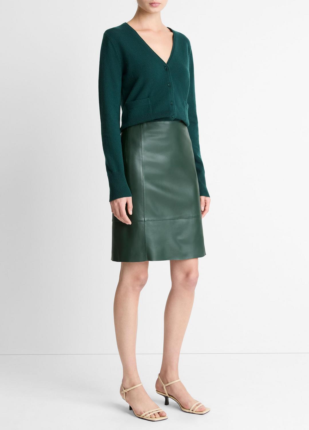 Leather Flared Knee Skirt in Skirts JUNIPER | VINCE Women