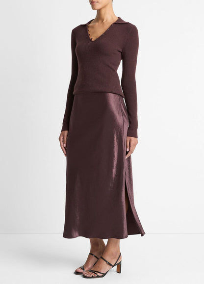 Satin Side-Slit Slip Skirt in Skirts FIG | VINCE Women