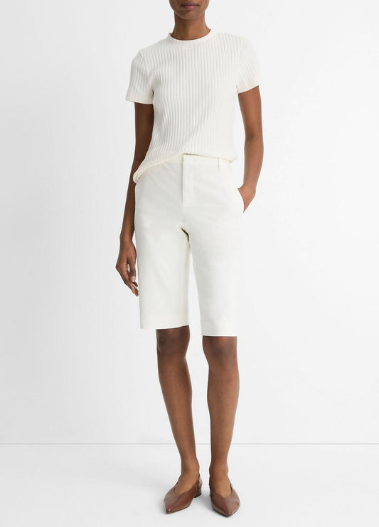 Italian Stretch-Cotton Chino Short in Shorts OFF WHITE | VINCE Women