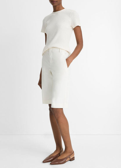 Italian Stretch-Cotton Chino Short in Shorts OFF WHITE | VINCE Women