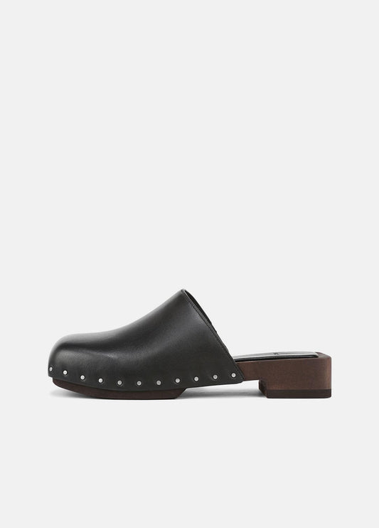 Margarita Leather Clog in Loafers & Flats BLACK | VINCE Women