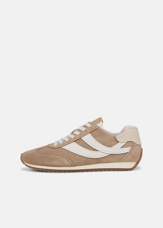 Oasis Suede and Leather Runner Sneaker in Sneakers NEW CAMEL/WHITE FOAM | VINCE Women