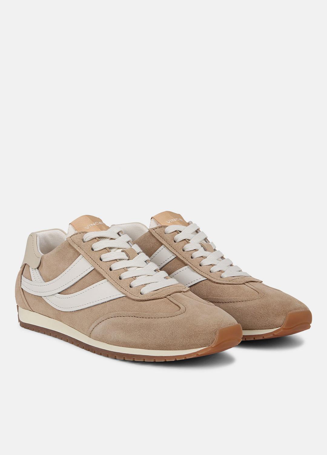 Oasis Suede and Leather Runner Sneaker in Sneakers NEW CAMEL/WHITE FOAM | VINCE Women