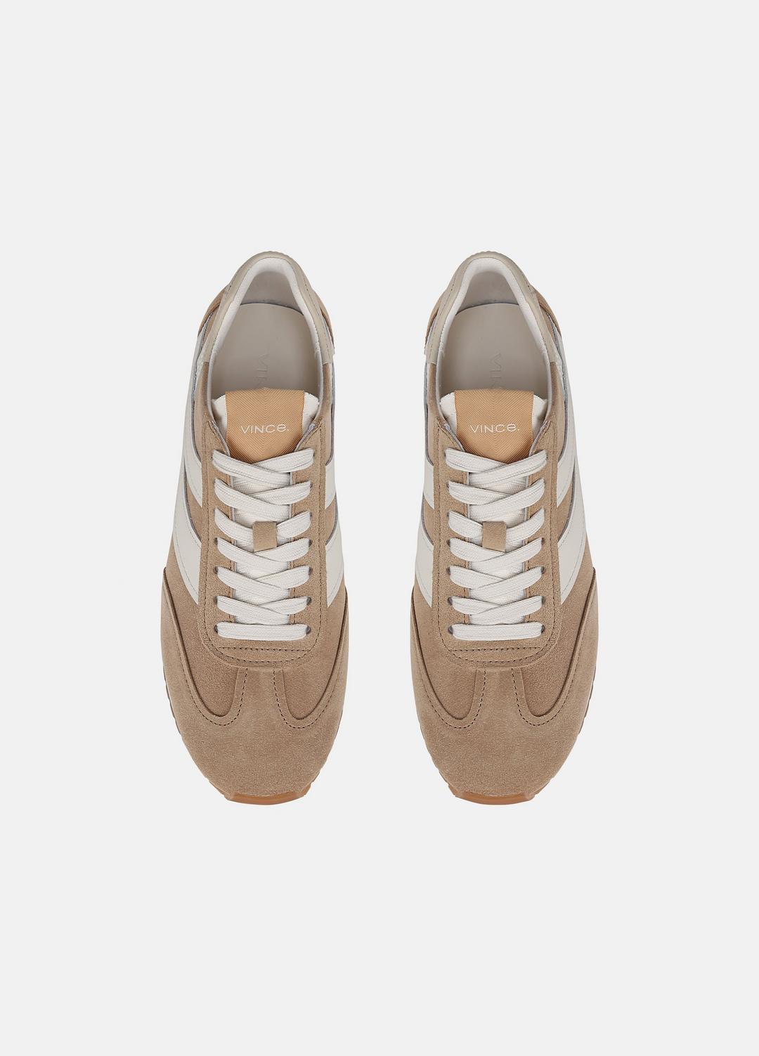 Oasis Suede and Leather Runner Sneaker in Sneakers NEW CAMEL/WHITE FOAM | VINCE Women
