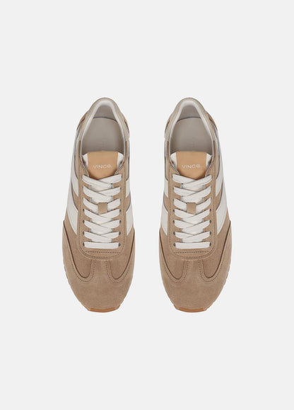 Oasis Suede and Leather Runner Sneaker in Sneakers NEW CAMEL/WHITE FOAM | VINCE Women