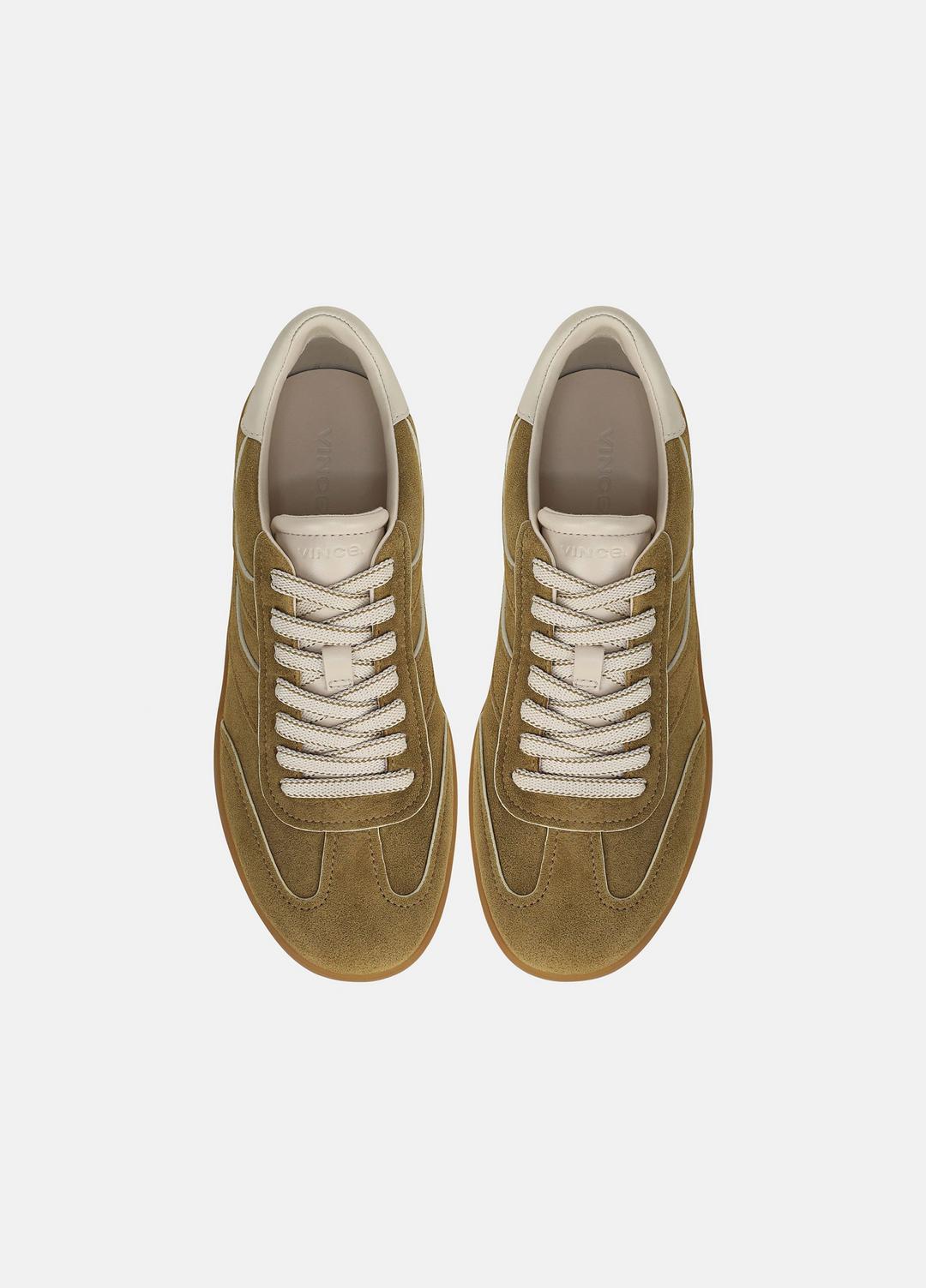 Oasis Contrast-Edge Suede Sneaker in Sneakers OLIVEWOOD/FLAX | VINCE Women