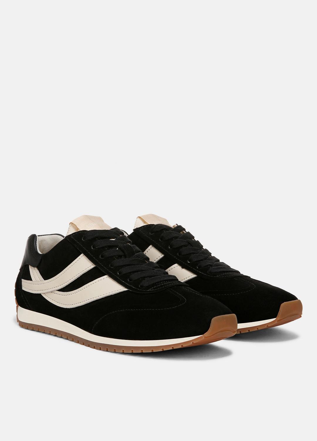Oasis Suede and Leather Runner Sneaker in Sneakers BLACK | VINCE Women