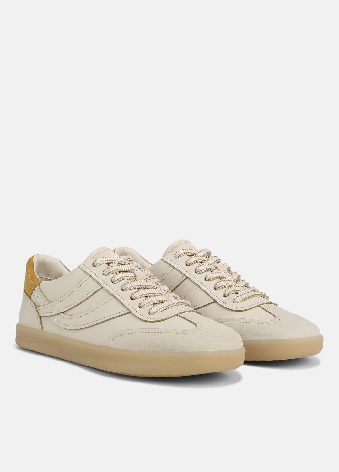 Oasis Contrast-Edge Leather & Suede Sneaker in Sneakers MOONLIGHT/GOLDEN DESERT | VINCE Women