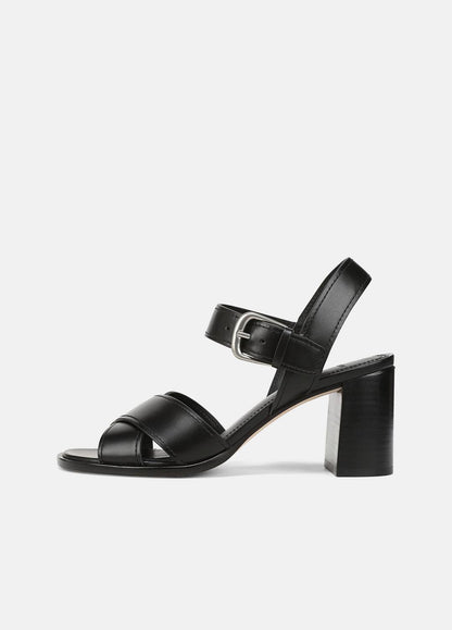Salma Leather Heeled Sandal in Heels BLACK | VINCE Women