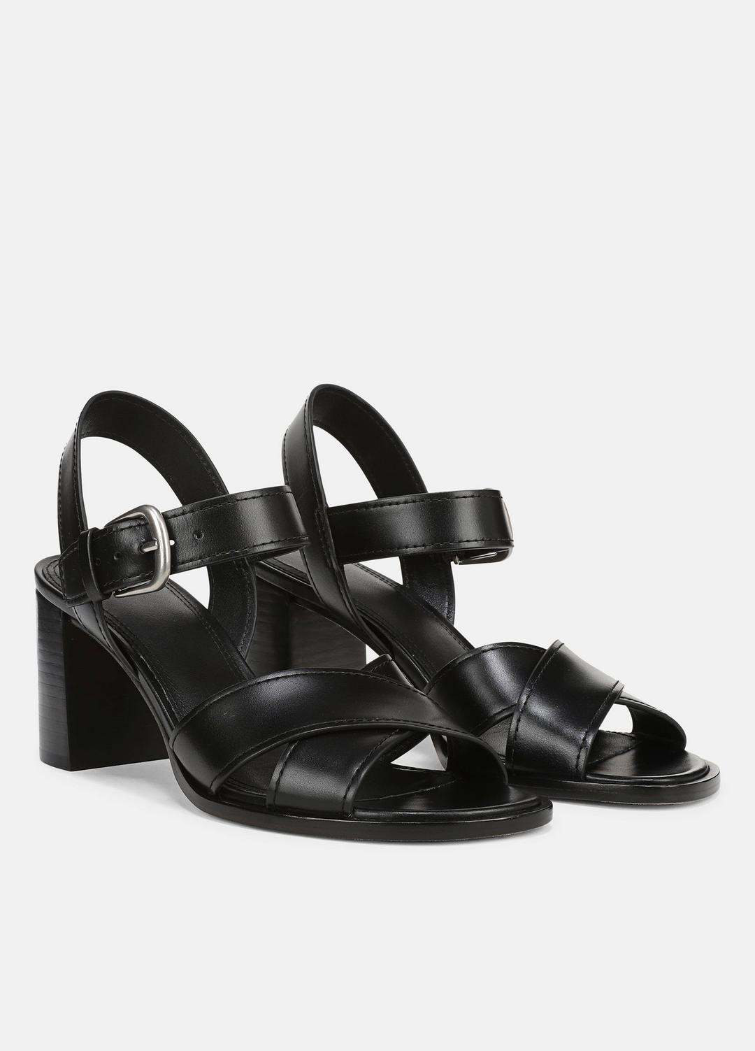 Salma Leather Heeled Sandal in Heels BLACK | VINCE Women