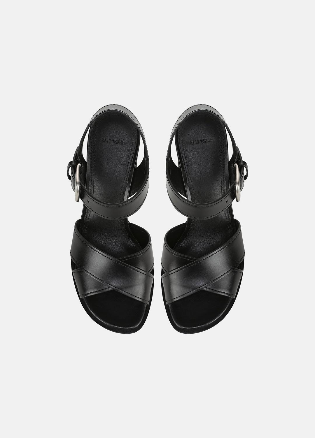 Salma Leather Heeled Sandal in Heels BLACK | VINCE Women
