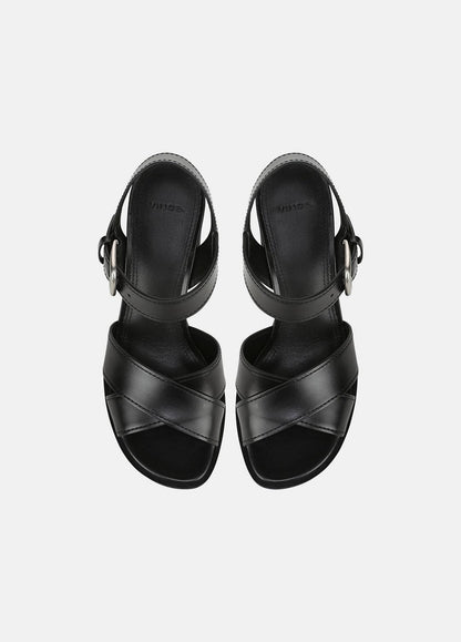 Salma Leather Heeled Sandal in Heels BLACK | VINCE Women