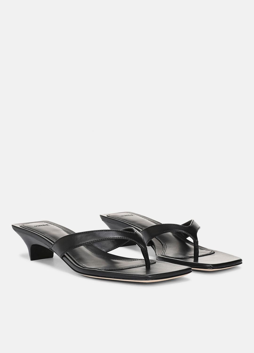 San Juan Leather Heeled Thong Sandal in Heels BLACK | VINCE Women
