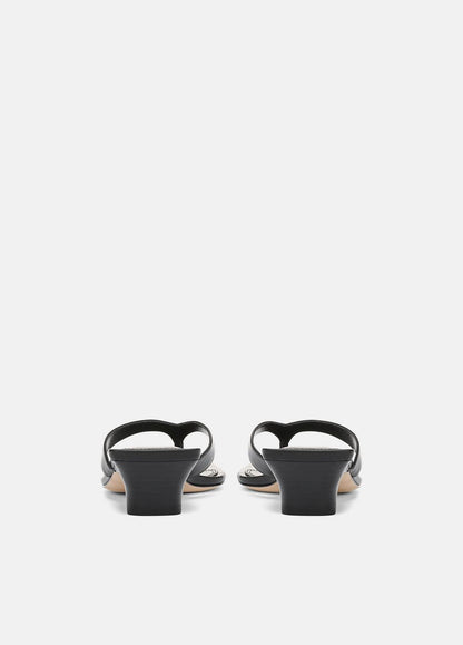 San Juan Leather Heeled Thong Sandal in Heels BLACK | VINCE Women