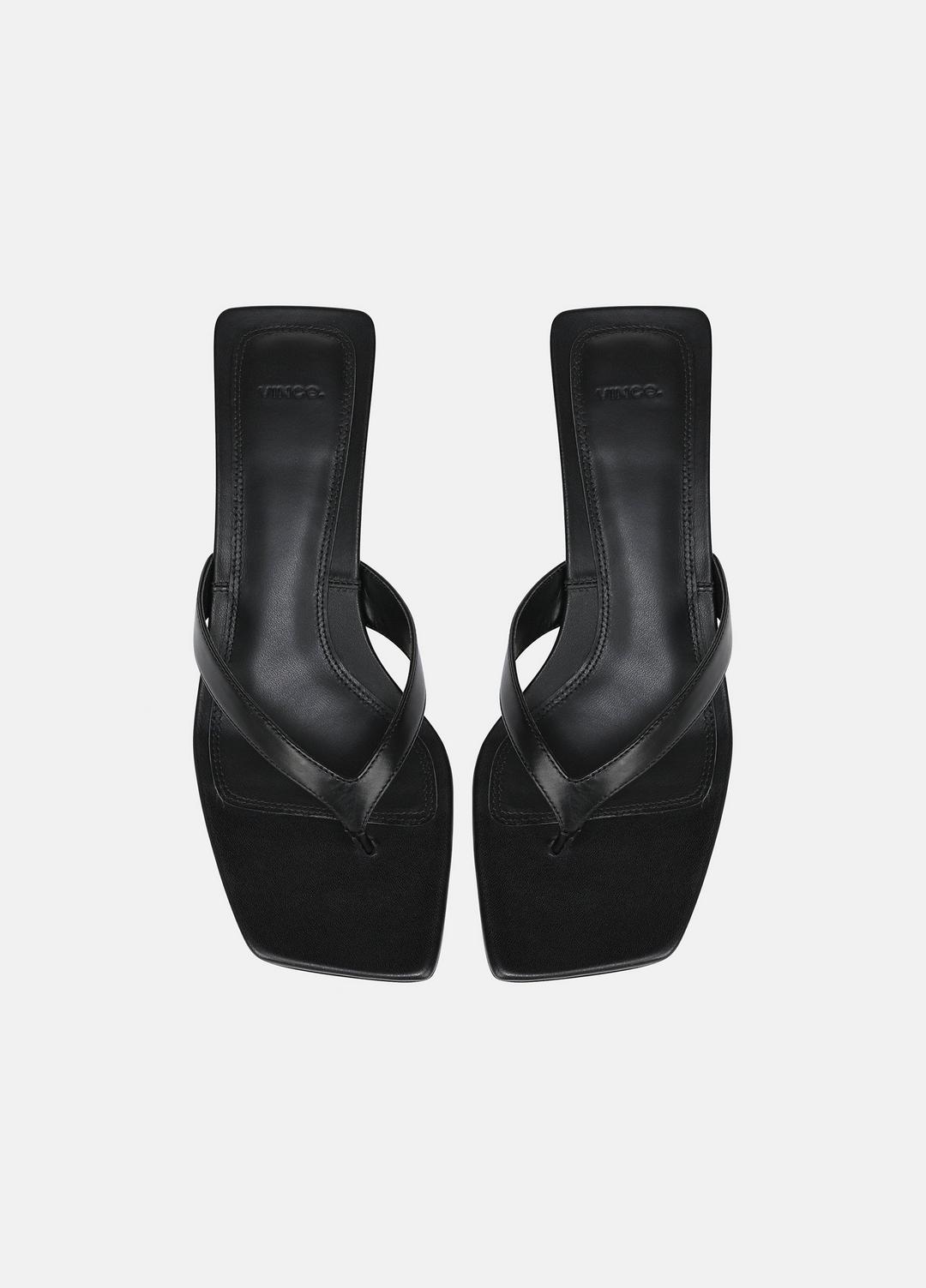 San Juan Leather Heeled Thong Sandal in Heels BLACK | VINCE Women