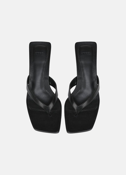 San Juan Leather Heeled Thong Sandal in Heels BLACK | VINCE Women