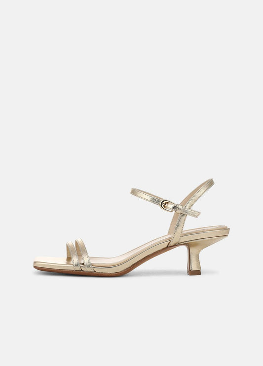Tilda Metallic Leather Heeled Sandal in Heels CHAMPAGNE | VINCE Women