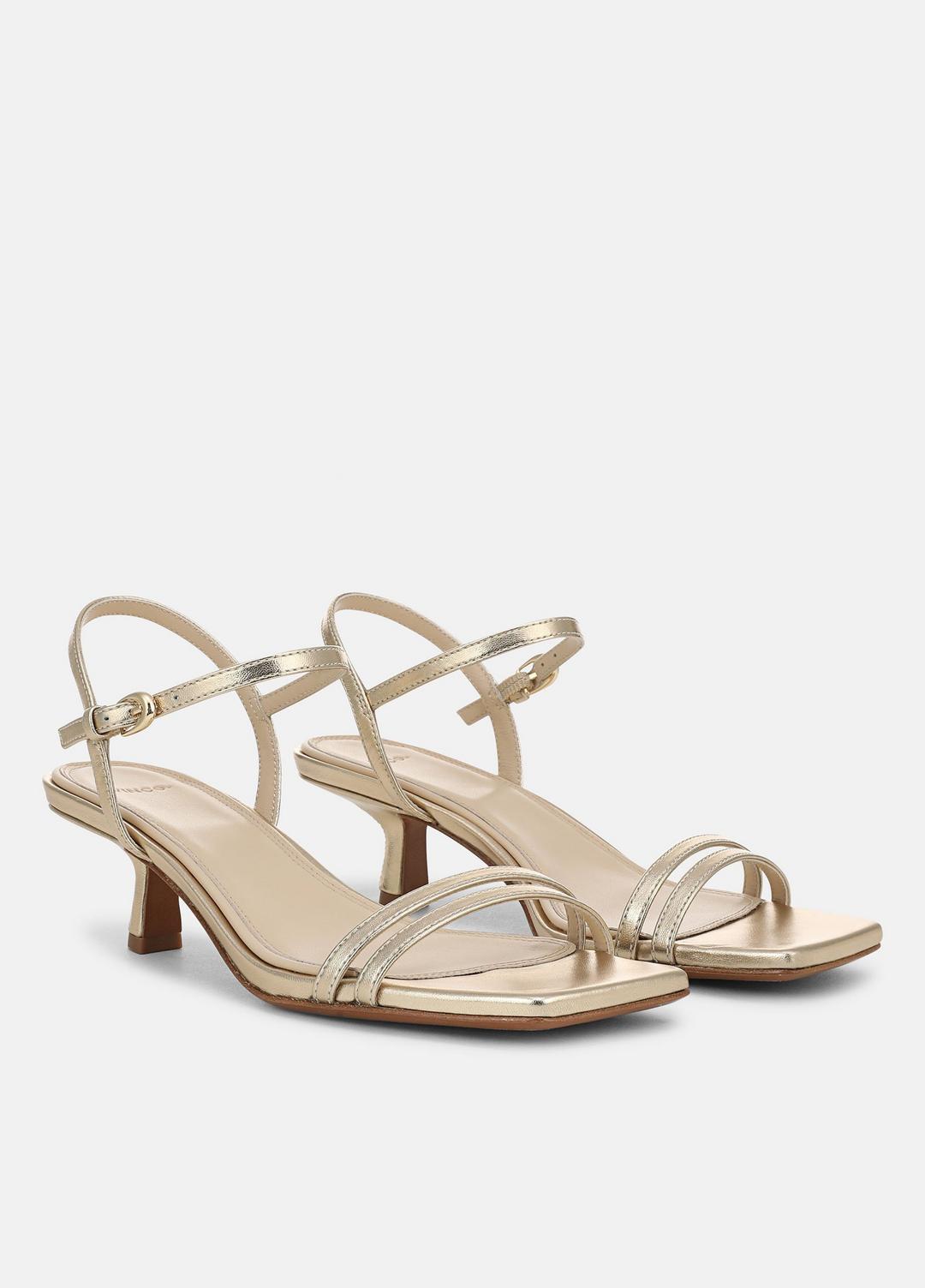 Tilda Metallic Leather Heeled Sandal in Heels CHAMPAGNE | VINCE Women