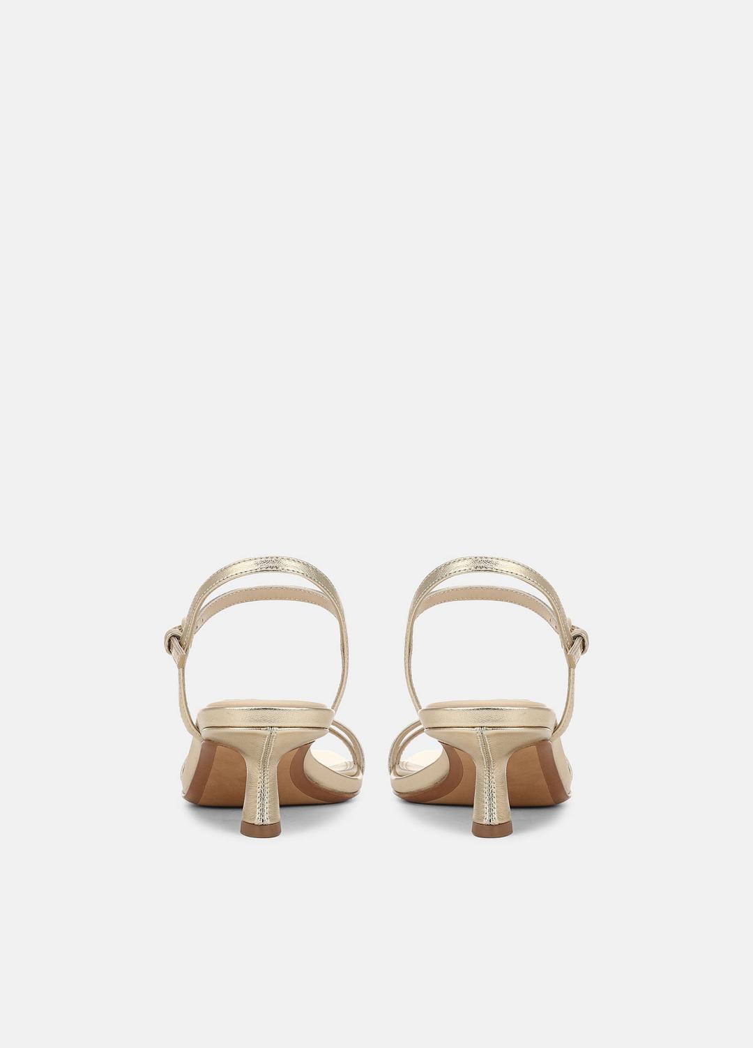 Tilda Metallic Leather Heeled Sandal in Heels CHAMPAGNE | VINCE Women
