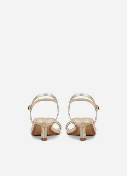 Tilda Metallic Leather Heeled Sandal in Heels CHAMPAGNE | VINCE Women