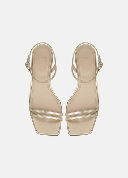 Tilda Metallic Leather Heeled Sandal in Heels CHAMPAGNE | VINCE Women