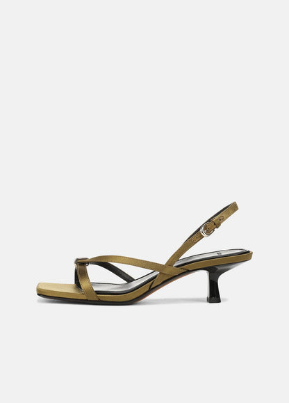 Tali Satin Slingback Sandal in Heels OLIVE WOOD | VINCE Women
