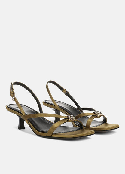 Tali Satin Slingback Sandal in Heels OLIVE WOOD | VINCE Women