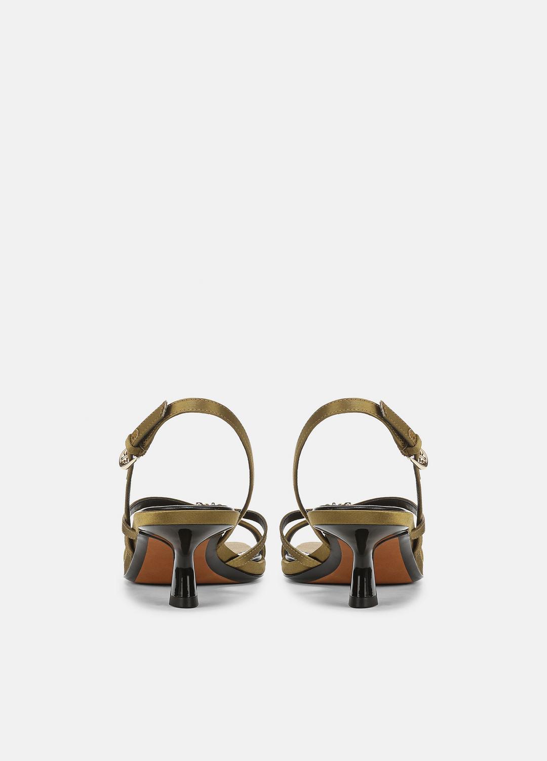 Tali Satin Slingback Sandal in Heels OLIVE WOOD | VINCE Women