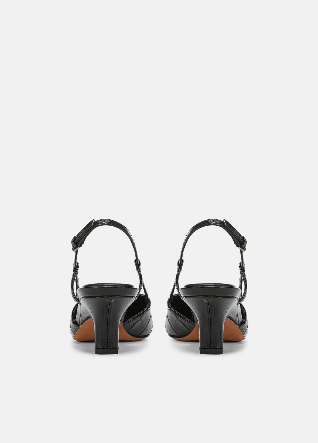 Levvy Croc-Embossed Leather Slingback Heel in Heels BLACK | VINCE Women