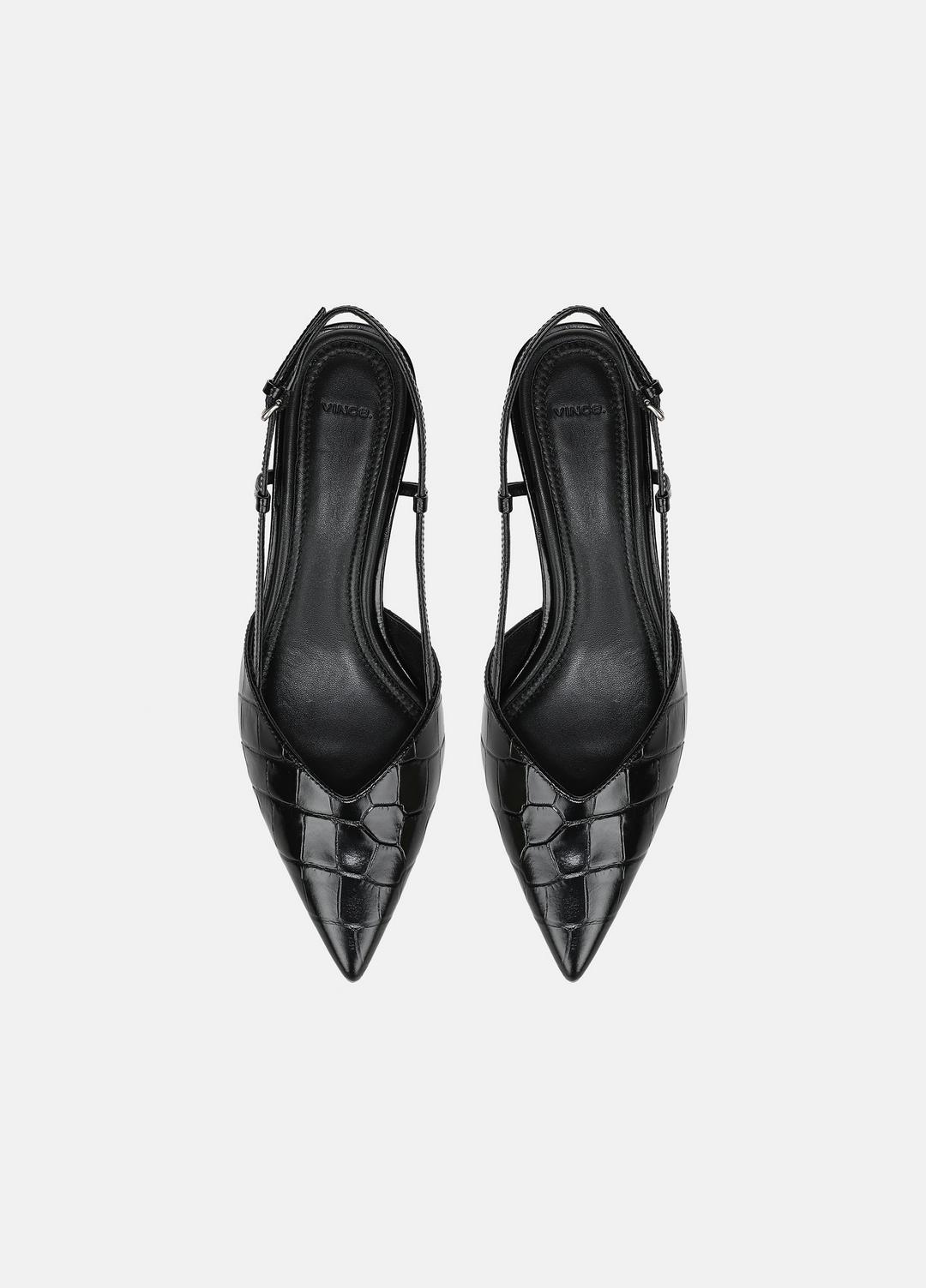 Levvy Croc-Embossed Leather Slingback Heel in Heels BLACK | VINCE Women