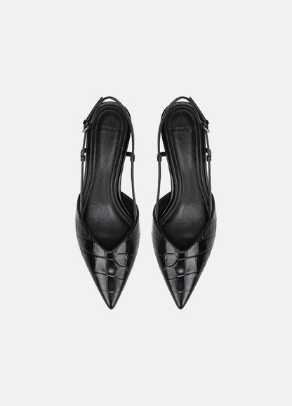 Levvy Croc-Embossed Leather Slingback Heel in Heels BLACK | VINCE Women