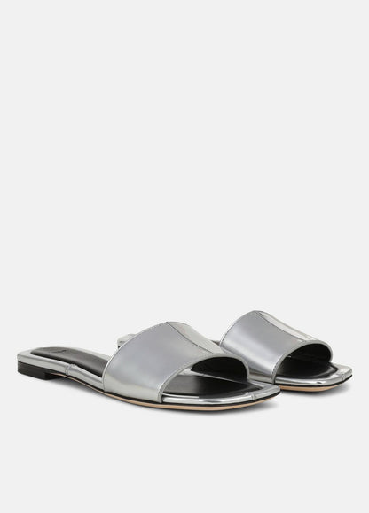 Valeria Metallic Leather Slide Sandal in Sandals SILVER | VINCE Women
