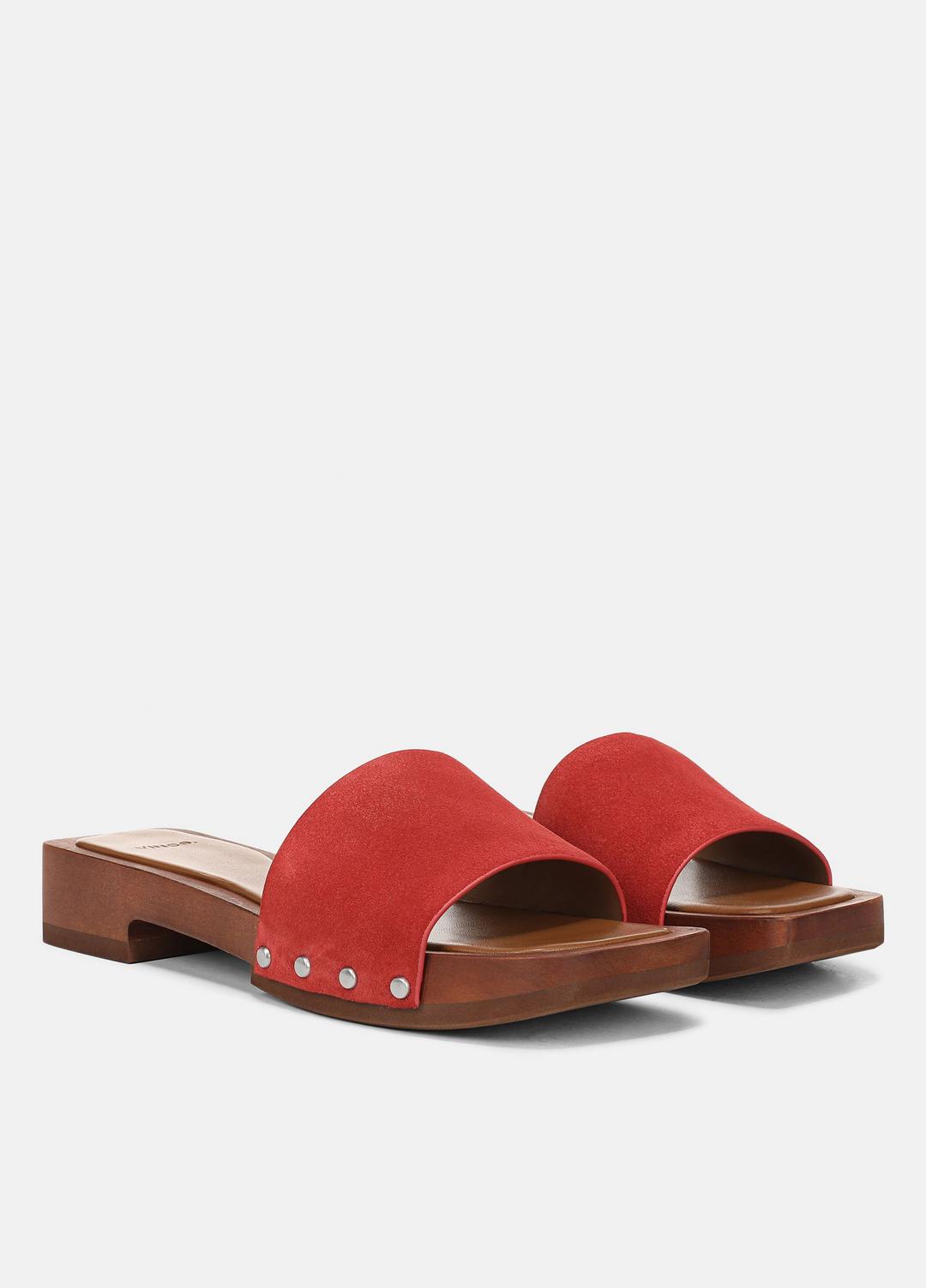 Barbara Leather Slide Sandal in Sandals POPPY RED | VINCE Women
