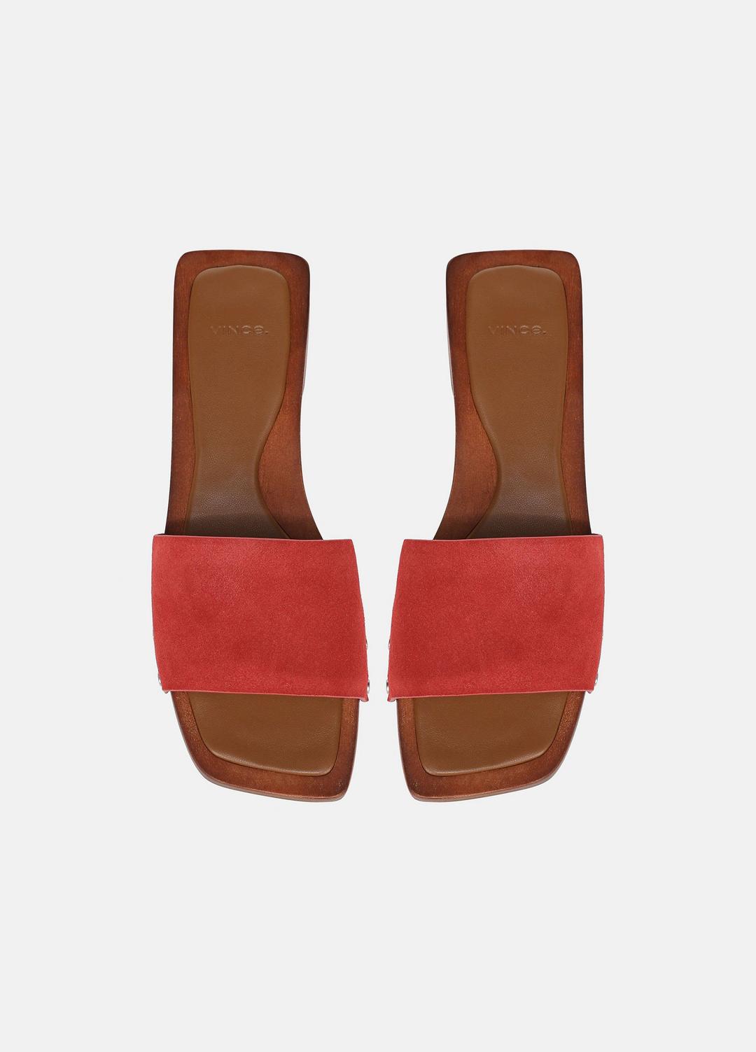 Barbara Leather Slide Sandal in Sandals POPPY RED | VINCE Women