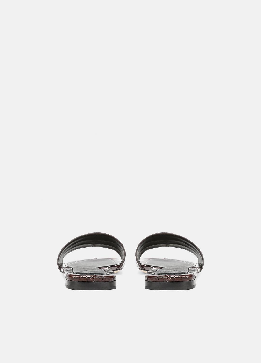 Valeria Croc-Embossed Leather Slide Sandal in Sandals CACAO BROWN | VINCE Women