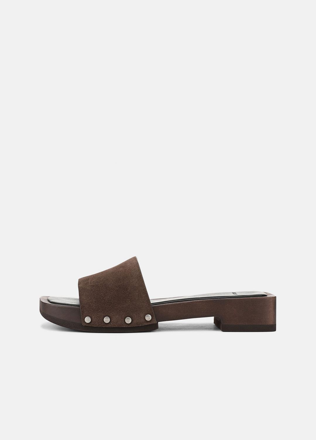 Barbara Leather Slide Sandal in Sandals DARK MOCHA | VINCE Women