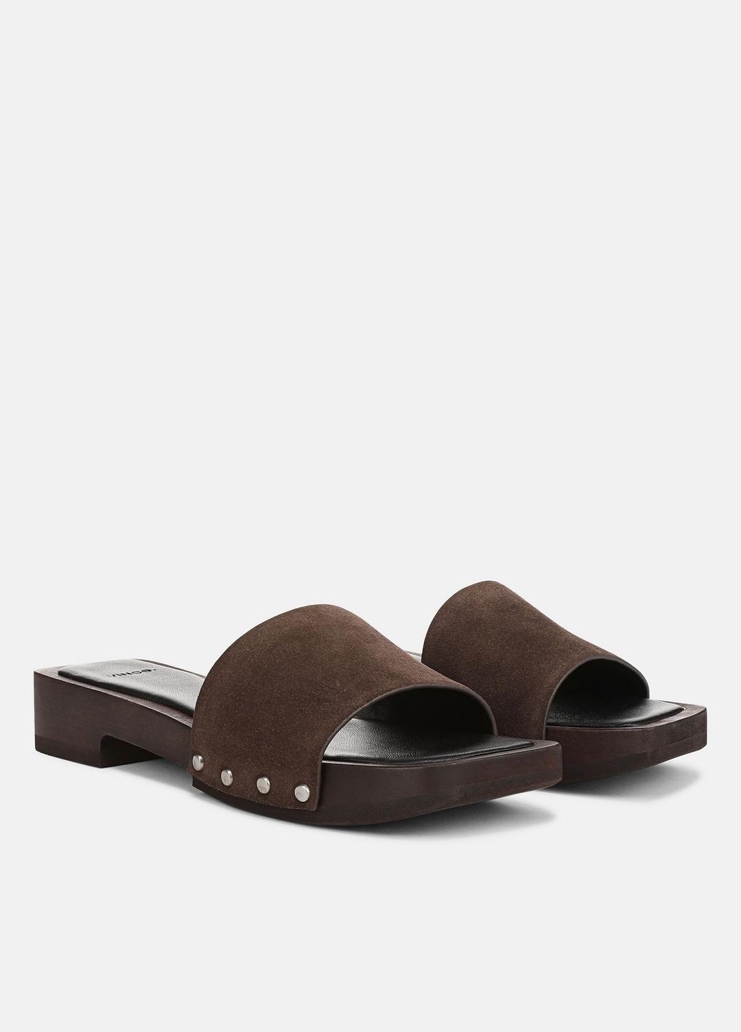 Barbara Leather Slide Sandal in Sandals DARK MOCHA | VINCE Women