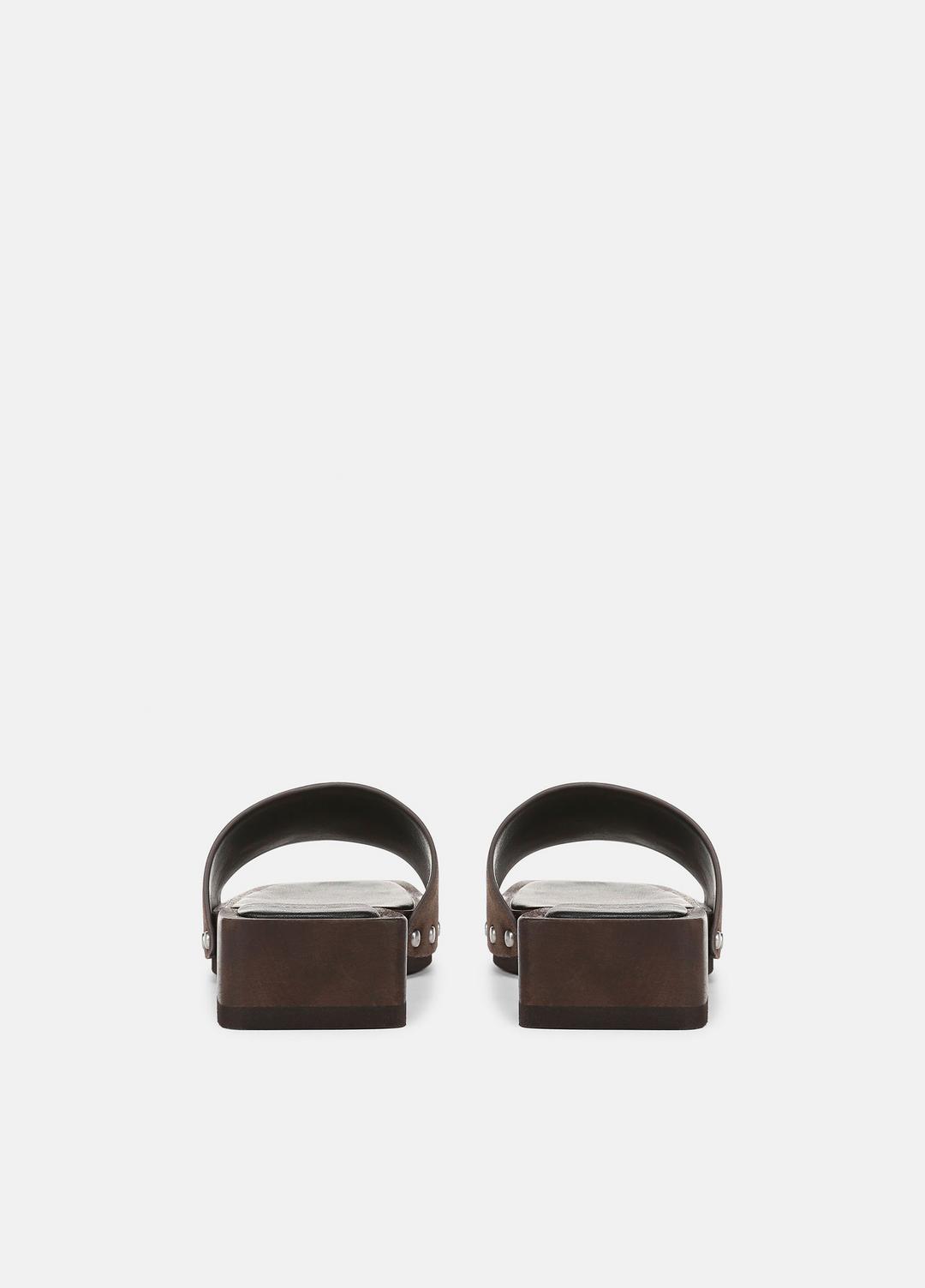 Barbara Leather Slide Sandal in Sandals DARK MOCHA | VINCE Women