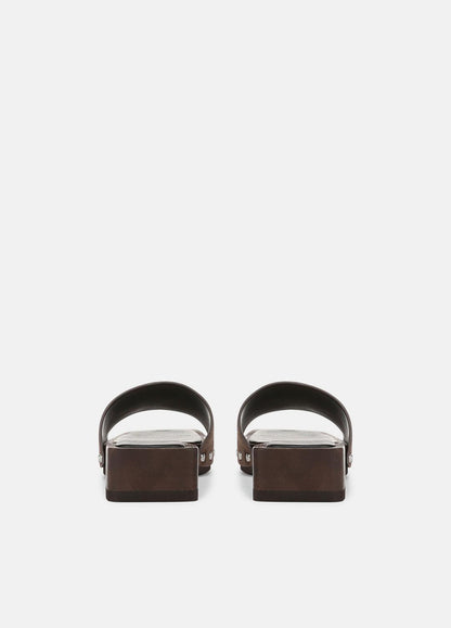 Barbara Leather Slide Sandal in Sandals DARK MOCHA | VINCE Women