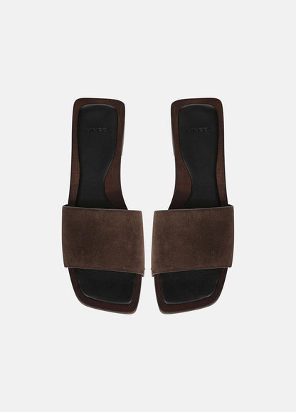 Barbara Leather Slide Sandal in Sandals DARK MOCHA | VINCE Women