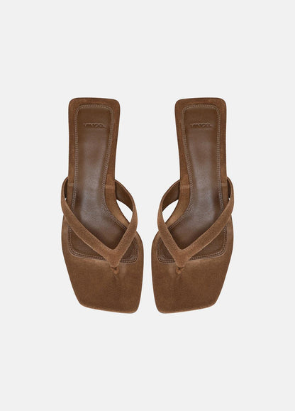 San Juan Suede Heeled Thong Sandal in Sandals ELMWOOD | VINCE Women