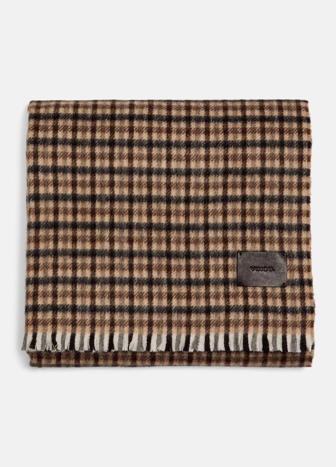 Gingham Wool-Cashmere Oversized Wrap in Scarves & Hats BLACK/GRAPE | VINCE Women